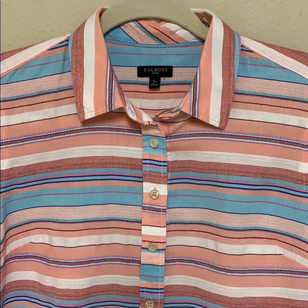 Talbot’s Pink / Aqua stripe button down shirt
*Last chance before donate*